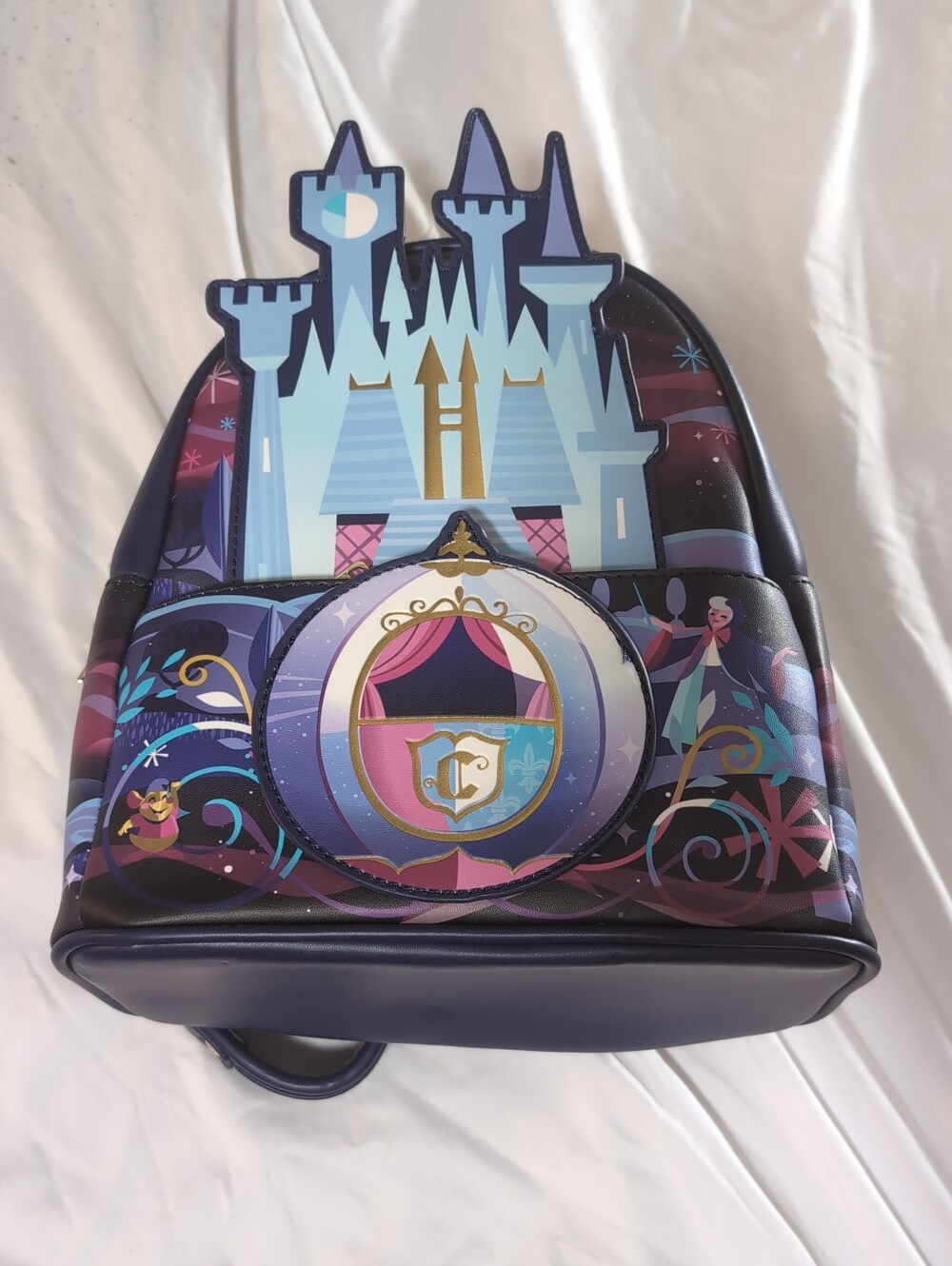Loungefly Cinderella Purple Castle & Carriage Illustrated Mini Backpack
